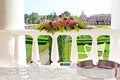 On the balcony of ancient palace of the Polish tycoons Potocki in Tulchyn Royalty Free Stock Photo