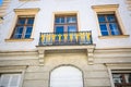 Balcony on an Art Nouveau house, forged balcony, iron, in Munich Royalty Free Stock Photo