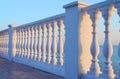 Balcony balusters with sea views. Royalty Free Stock Photo