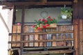 Balcony with blooming flowers at Austrian house