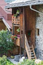 Balcony with blooming flowers at Austrian house