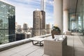A balcony of a Chicago apartment looking towards the city. Royalty Free Stock Photo