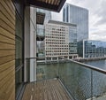 Balcony with city and dock view Royalty Free Stock Photo