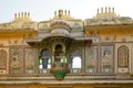 Balcony of City Palace Udaipur, the late 19th century glass inlay work in the Mor Chowk Royalty Free Stock Photo