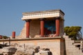 Balcony with a colonnade, relief fresco depicting bull