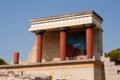 Balcony with a colonnade, relief fresco depicting bull