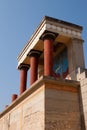 Balcony with a colonnade, relief fresco depicting bull