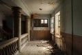 Balcony of a derelict and abandoned House of Culture in Georgia