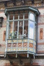 Balcony detail from a handmade sewing cloth shop Royalty Free Stock Photo