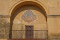 Balcony and drawing on the facade of the building Mosque Cathedral of Cordoba, Andalusia, Spain