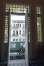 Balcony entrance with old building in background - Havana, Cuba Royalty Free Stock Photo