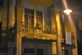 Balcony and facade of an old Beirut house at night Royalty Free Stock Photo