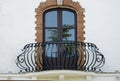 Balcony facade of old Italian building with Windows Royalty Free Stock Photo