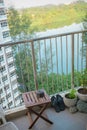 A balcony facing greeneries in HDB BTO apartment at Sumang 325B, Singapore. Royalty Free Stock Photo