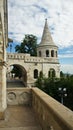 Balcony in Fisherman`s Bastion, Castle hill in Buda, beautiful architecture, sunny day, Budapest, Hungary