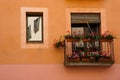 Balcony and flowers in Girona Spain Royalty Free Stock Photo