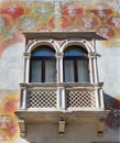 Balcony with Frescos, Cazuffi-Rella House, Piazza Duomo, Trento, Italy Royalty Free Stock Photo