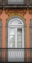 Balcony with grid on ancient facade, downtown Rio