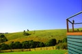 Balcony look out countryside landscape with blue sky and mountains Royalty Free Stock Photo