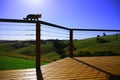 Balcony look out countryside landscape with blue sky and mountains Royalty Free Stock Photo