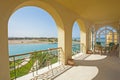 Balcony of a luxury villa with sea view Royalty Free Stock Photo
