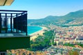 Balcony with nice view of Cleopatra`s Beach and Alanya cityscape