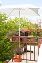 Balcony plants pots parasol table