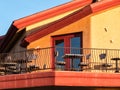 Balcony restaurant seating, El Paseo Drive