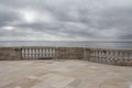 Balcony with sea side with and old marble balustrade Royalty Free Stock Photo