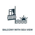 Balcony With Sea View icon. Monochrome sign from balcony collection. Creative Balcony With Sea View icon illustration Royalty Free Stock Photo