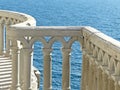 Balcony and sea views. Swallows nest-Gothic castle over the cliff of the sea, the emblem of the southern coast of Crimea. Royalty Free Stock Photo