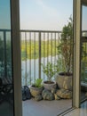 A balcony facing greeneries in HDB BTO apartment at Sumang 325B, Singapore. Royalty Free Stock Photo