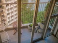 A balcony with greeneries in HDB BTO apartment at Sumang 325B, Singapore. Royalty Free Stock Photo