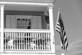 balcony with usa flag. house balcony with usa flag. balcony with usa flag on the building.