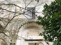 Balcony of a ruined farmhouse abandoned