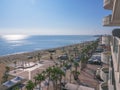 Balcony view over the Finikoudes promenade along the mediterranean sea in Larnaca town Royalty Free Stock Photo