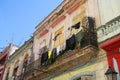 Balcony with wet clothes in Havana, Cuba Royalty Free Stock Photo