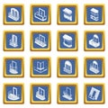 Balcony window forms icons set blue square vector Royalty Free Stock Photo