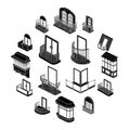 Balcony window forms icons set, simple style Royalty Free Stock Photo