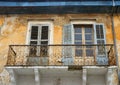 Balcony and windows with shutters of old house in Limassol,Cyprus Royalty Free Stock Photo