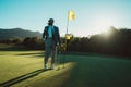 Black stylish man on a golf course