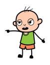 Bald Boy Pointing Finger Cartoon Royalty Free Stock Photo