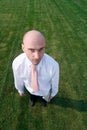 Bald businessman on grass Royalty Free Stock Photo