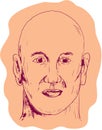 Bald Caucasian Male Head Drawing