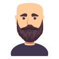 Bald dark haired man with beard icon, cartoon style Royalty Free Stock Photo