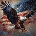 Bald Eagle with American Flag in the background. Digital painting Royalty Free Stock Photo