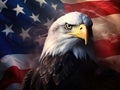 Bald Eagle and American flag banner Royalty Free Stock Photo