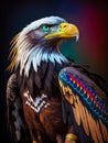 A Bald Eagle with body painting. AI generated