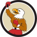 Bald Eagle Boxer Pumping Fist Circle Cartoon