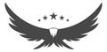 Bald eagle with five stars. Bird emblem. Vintage logo